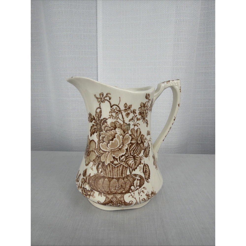 Vintage Alfred Meakin "Charlotte" Brown Transferware Pitcher - 6" Staffordshire